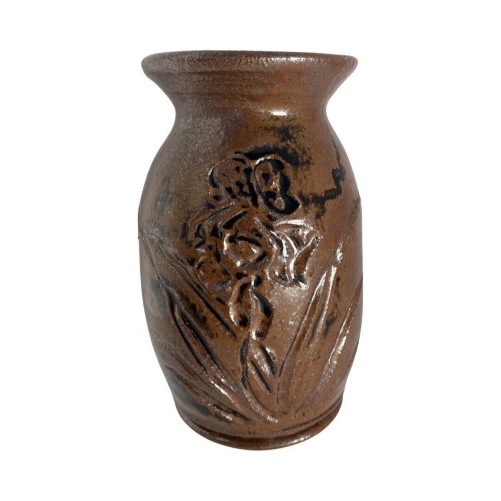 Brown Art Pottery Vase Signed RBD